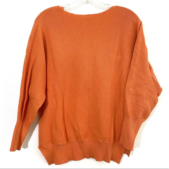 Super cute and comfy ORANGE stretchy soft knit sweater, sz SM - Picture 7 of 9
